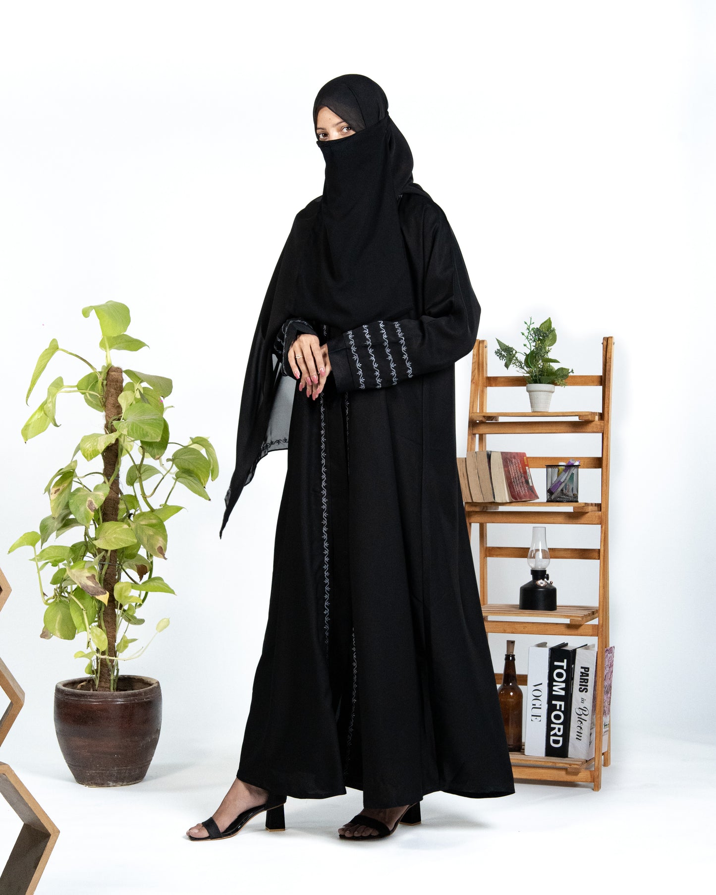 Sana || Midnight Black Abaya || Nida Fabric