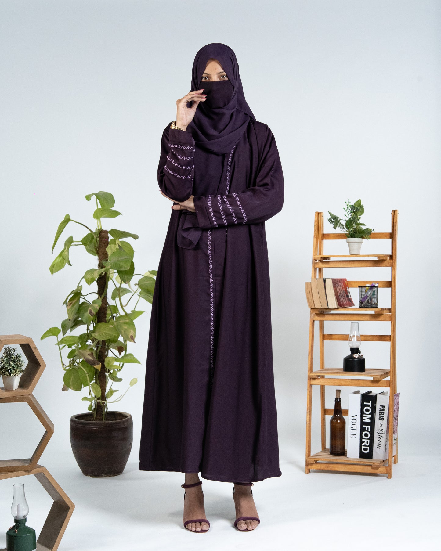 Faiza || Royal Purple Abaya || Nida Fabric