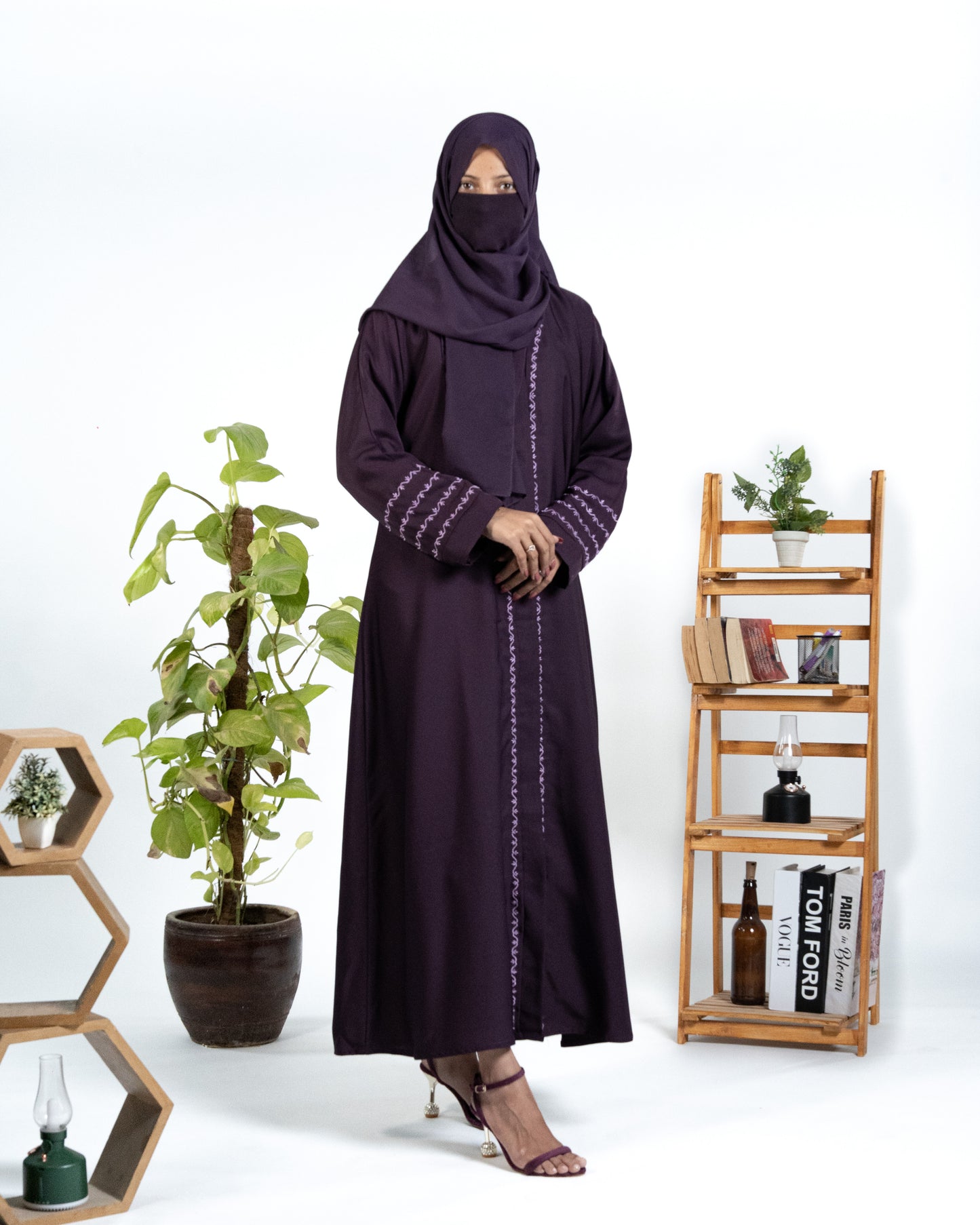 Faiza || Royal Purple Abaya || Nida Fabric