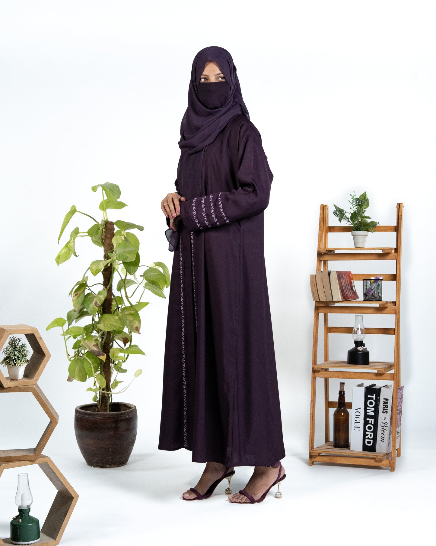 Faiza || Royal Purple Abaya || Nida Fabric