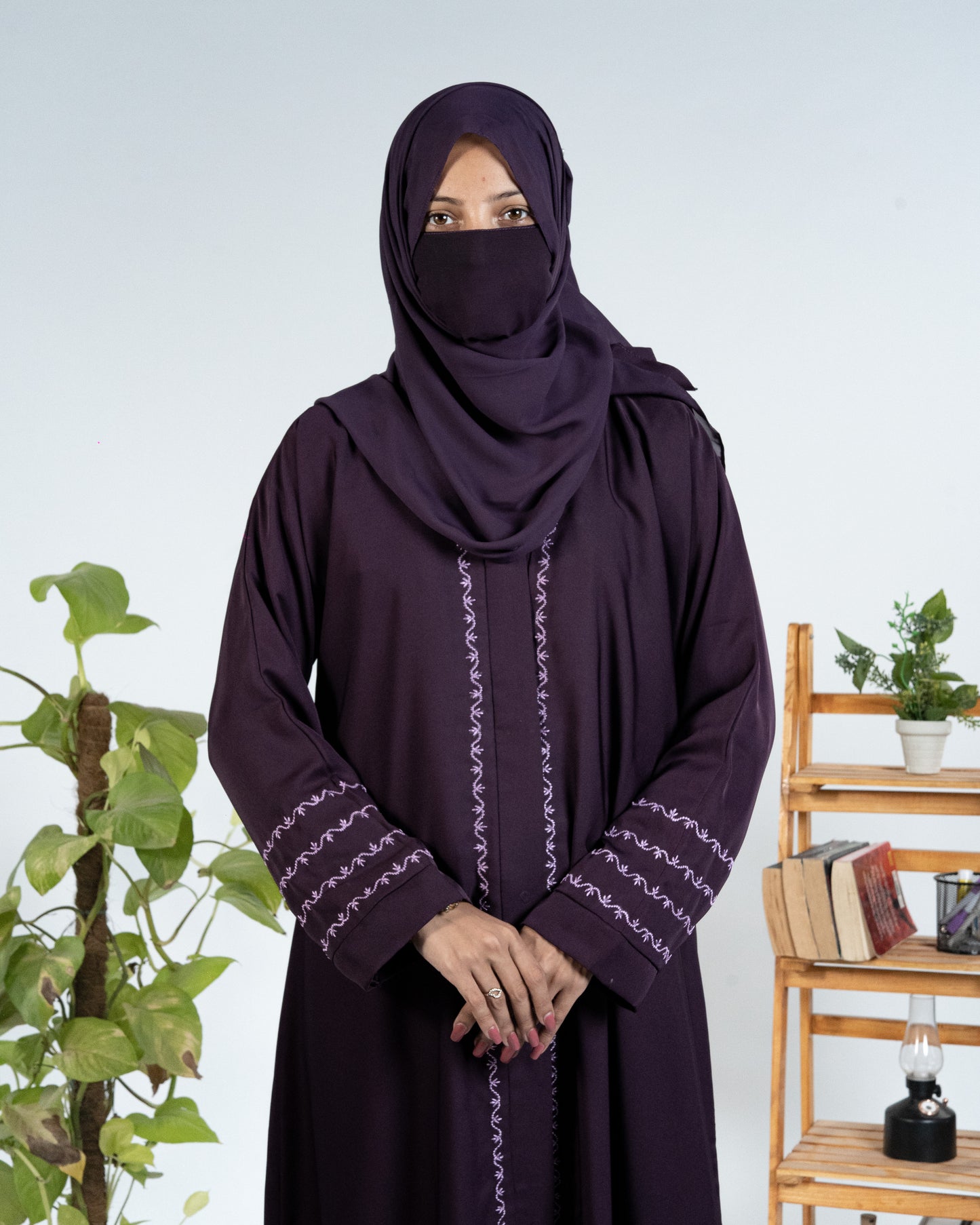 Faiza || Royal Purple Abaya || Nida Fabric