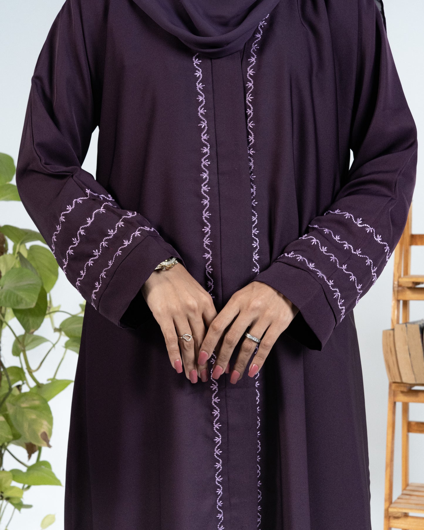 Faiza || Royal Purple Abaya || Nida Fabric