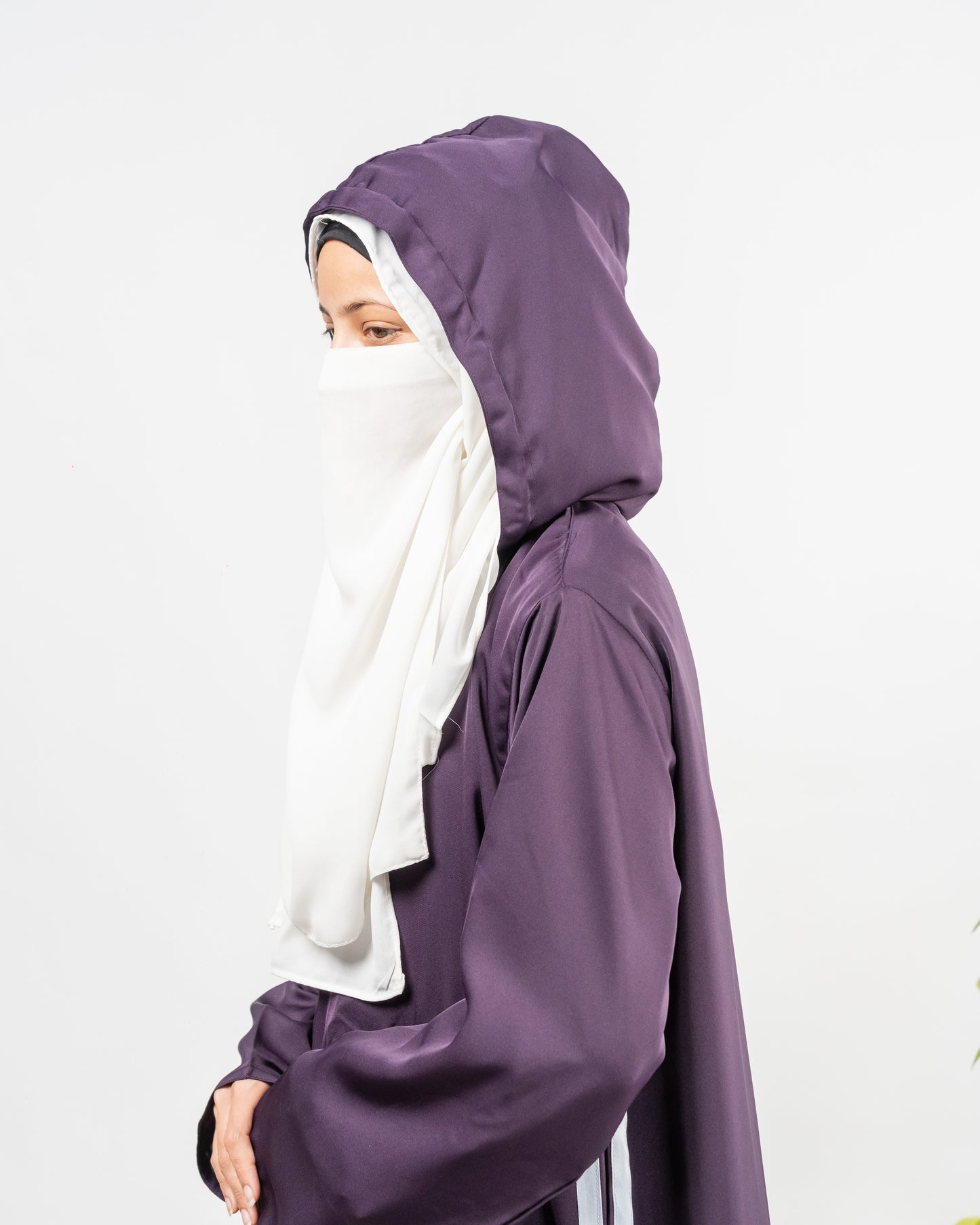 Zoha || Purple Hoodie Abaya || Double Georgette Fabric