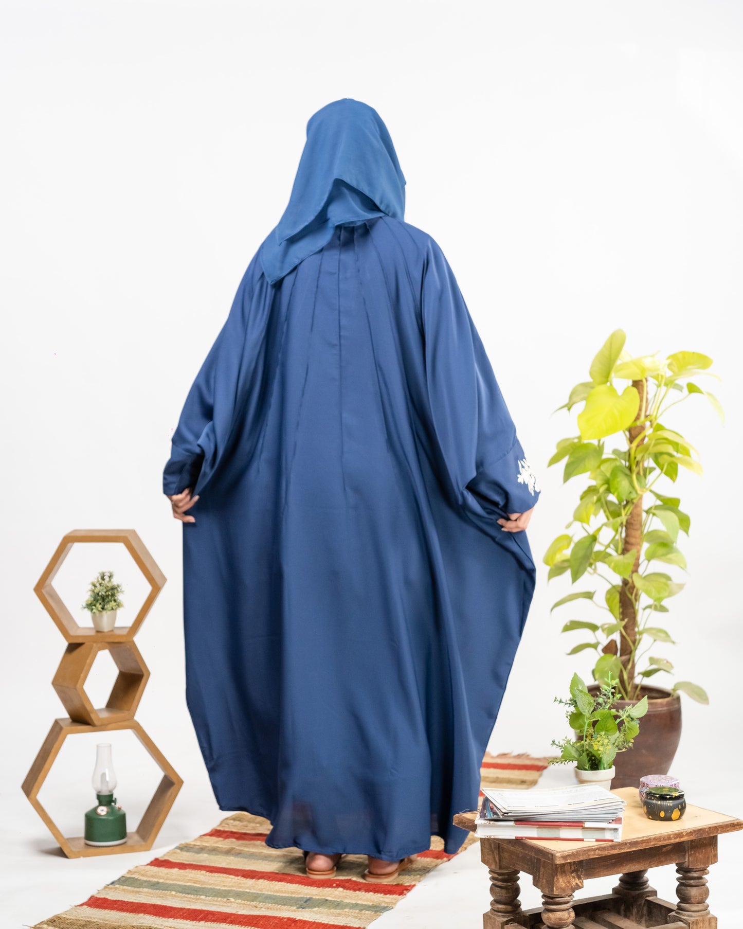 Yusra || Embroidered Blue Abaya || Nida Fabric