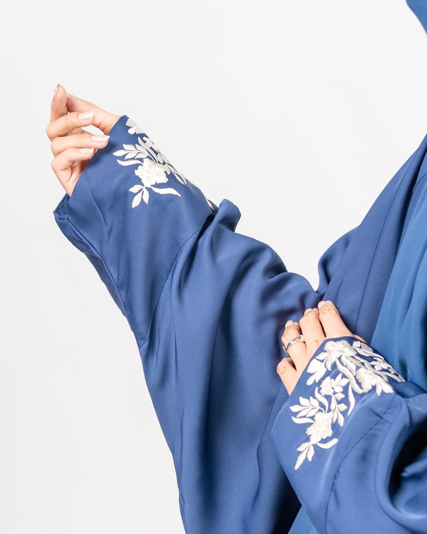 Yusra || Embroidered Blue Abaya || Nida Fabric