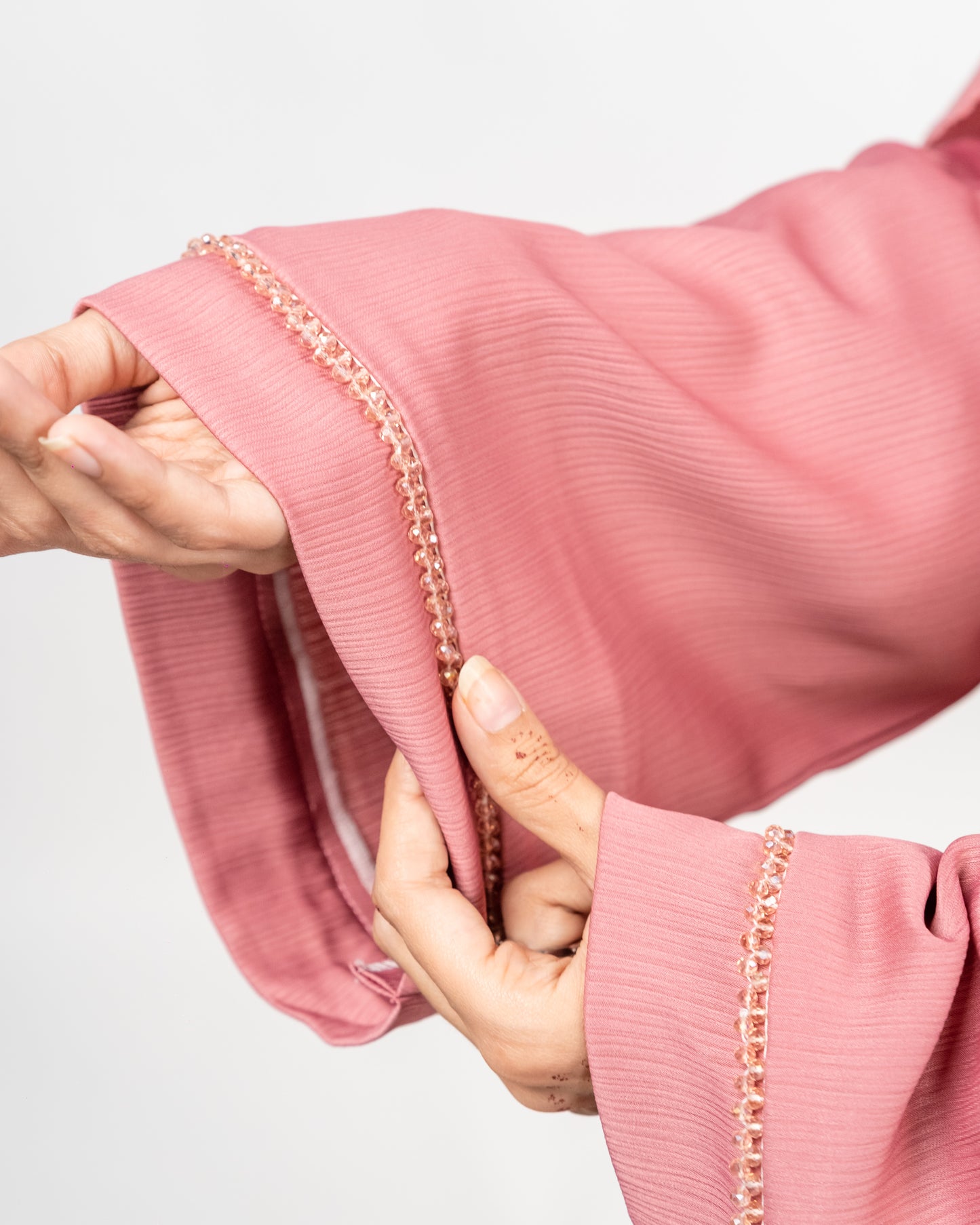 Abeeha | Mauve Pink Abaya || Crinkle Nida Fabric