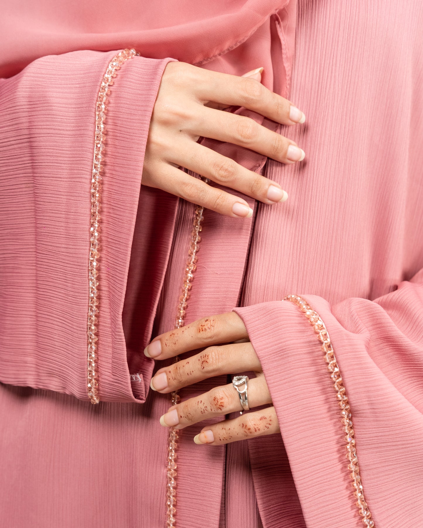 Abeeha | Mauve Pink Abaya || Crinkle Nida Fabric