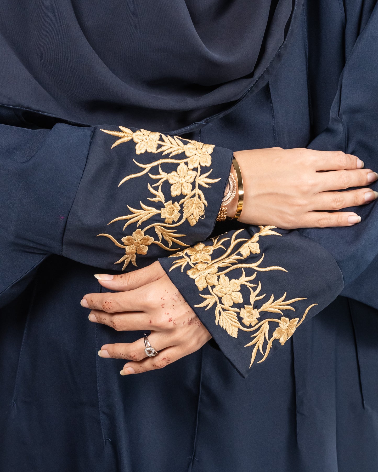 Farah || Embroidered Blue Abaya || Nida Fabric