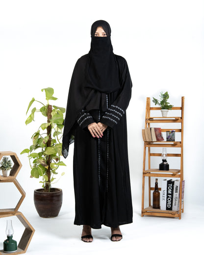 Sana || Midnight Black Abaya || Nida Fabric