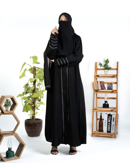 Sana || Midnight Black Abaya || Nida Fabric