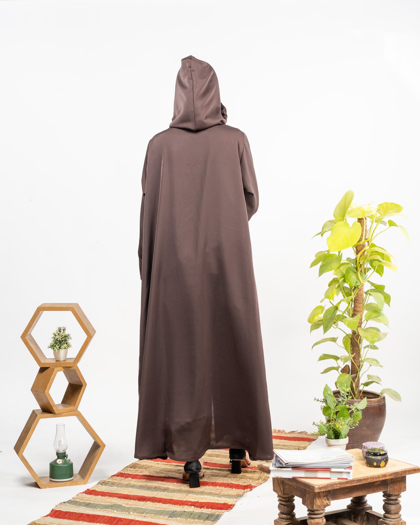 Bisma || Brown Hoodie Abaya || Double Georgette Fabric