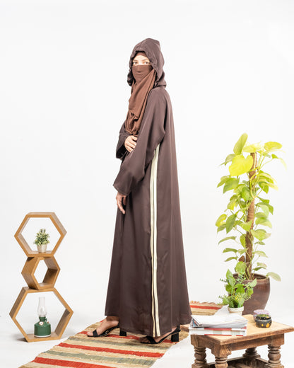 Bisma || Brown Hoodie Abaya || Double Georgette Fabric