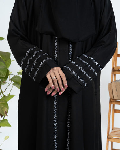 Sana || Midnight Black Abaya || Nida Fabric