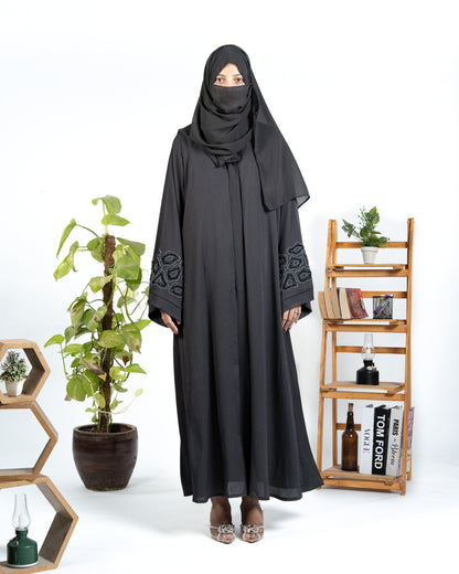 Sajal || Charcoal Dusk Abaya || Crinkle Nida Fabric