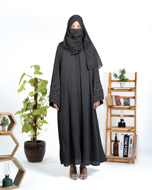 Sajal || Charcoal Dusk Abaya || Crinkle Nida Fabric