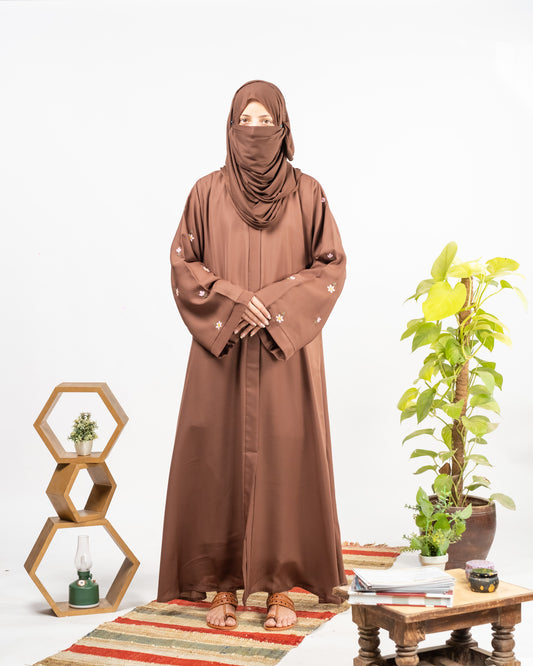 Wania || Mocha Brown Abaya || Nida Fabric