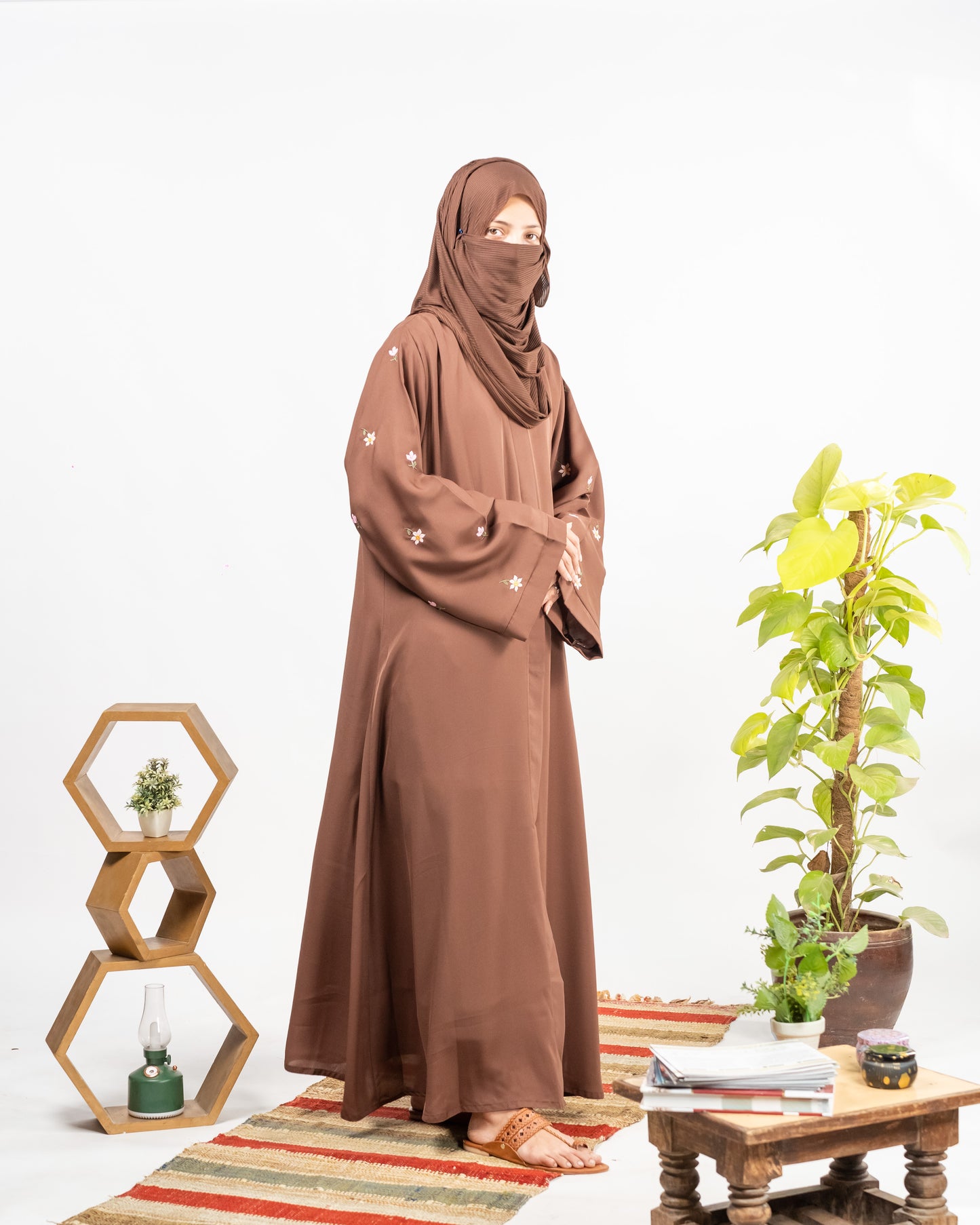 Wania || Mocha Brown Abaya || Nida Fabric