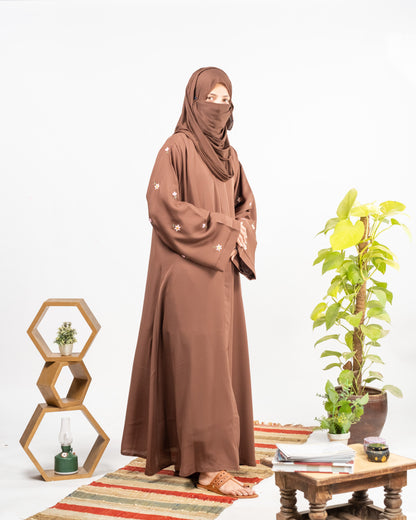 Wania || Mocha Brown Abaya || Nida Fabric