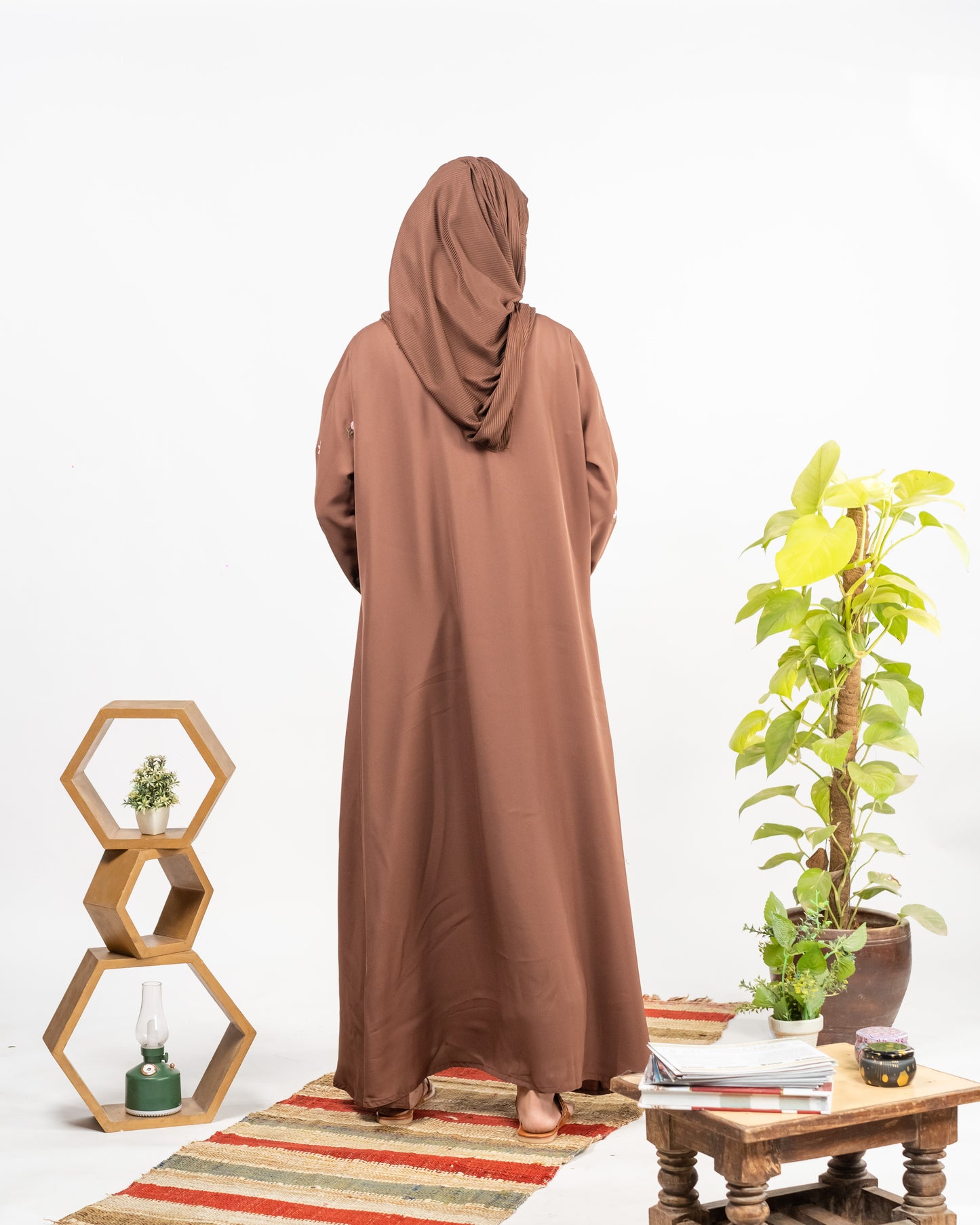 Wania || Mocha Brown Abaya || Nida Fabric