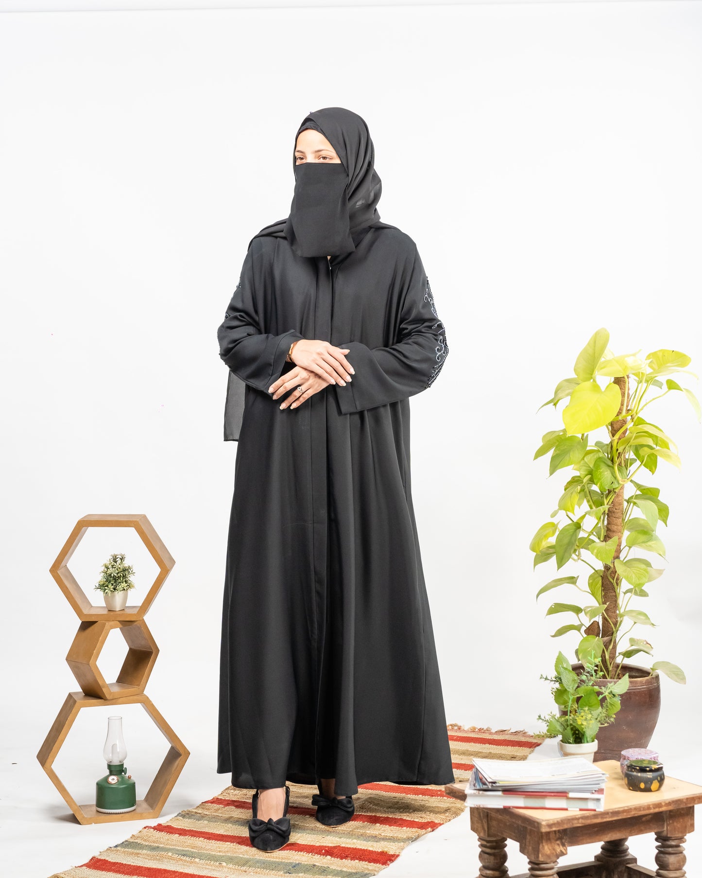 Paras || Beaded-Crafted Abaya || Nida fabric