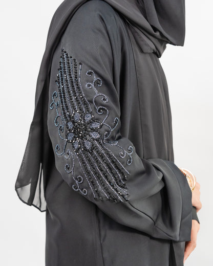 Paras || Beaded-Crafted Abaya || Nida fabric