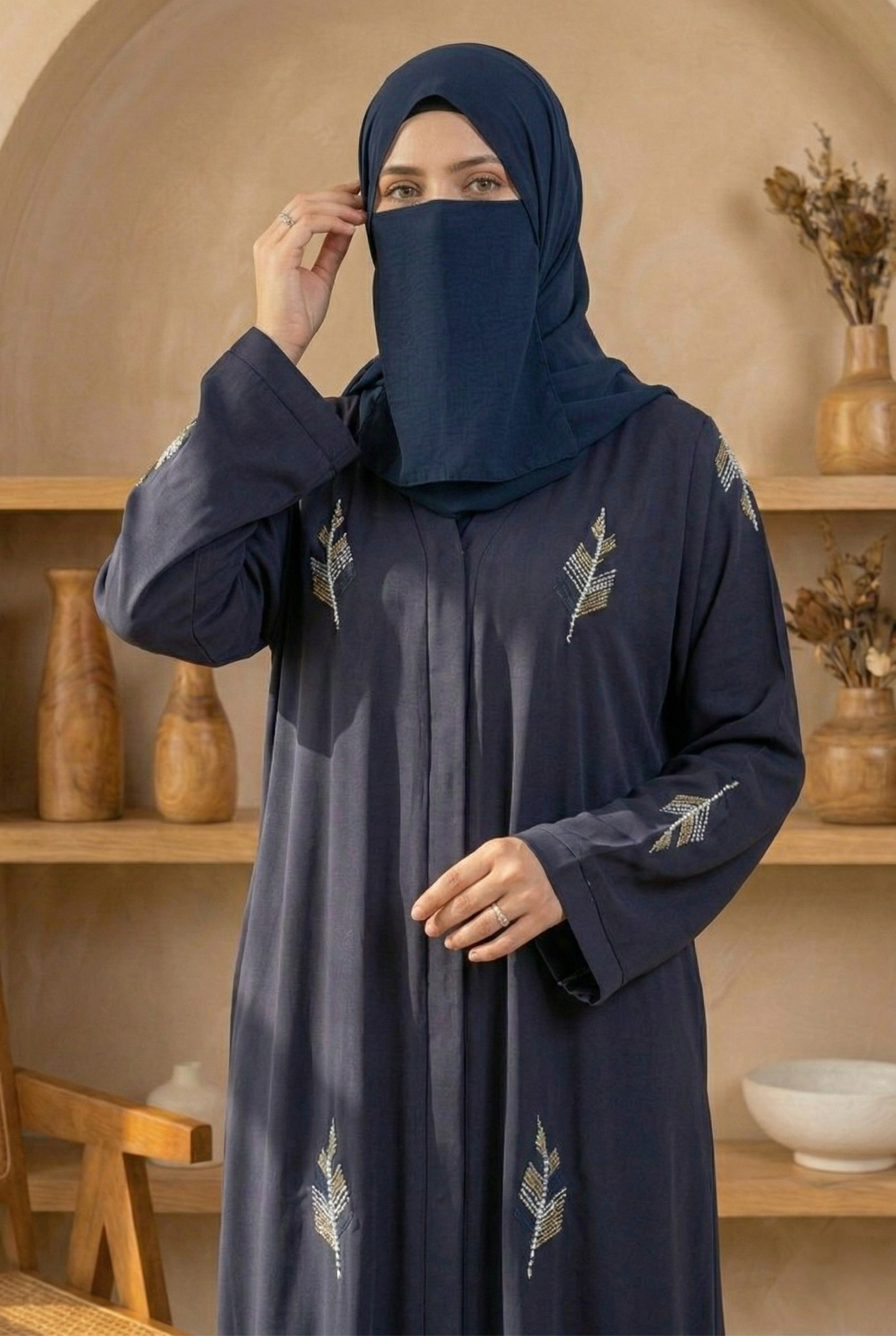 Faryal || Navy Blue Abaya || Crinkle Nida Fabric