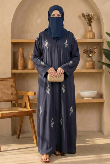Faryal || Navy Blue Abaya || Crinkle Nida Fabric