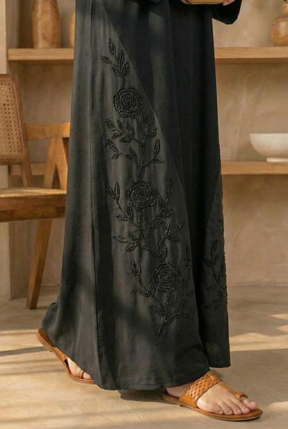 Romaisa || Mid-Night Black Abaya || Turkish Nida Fabric