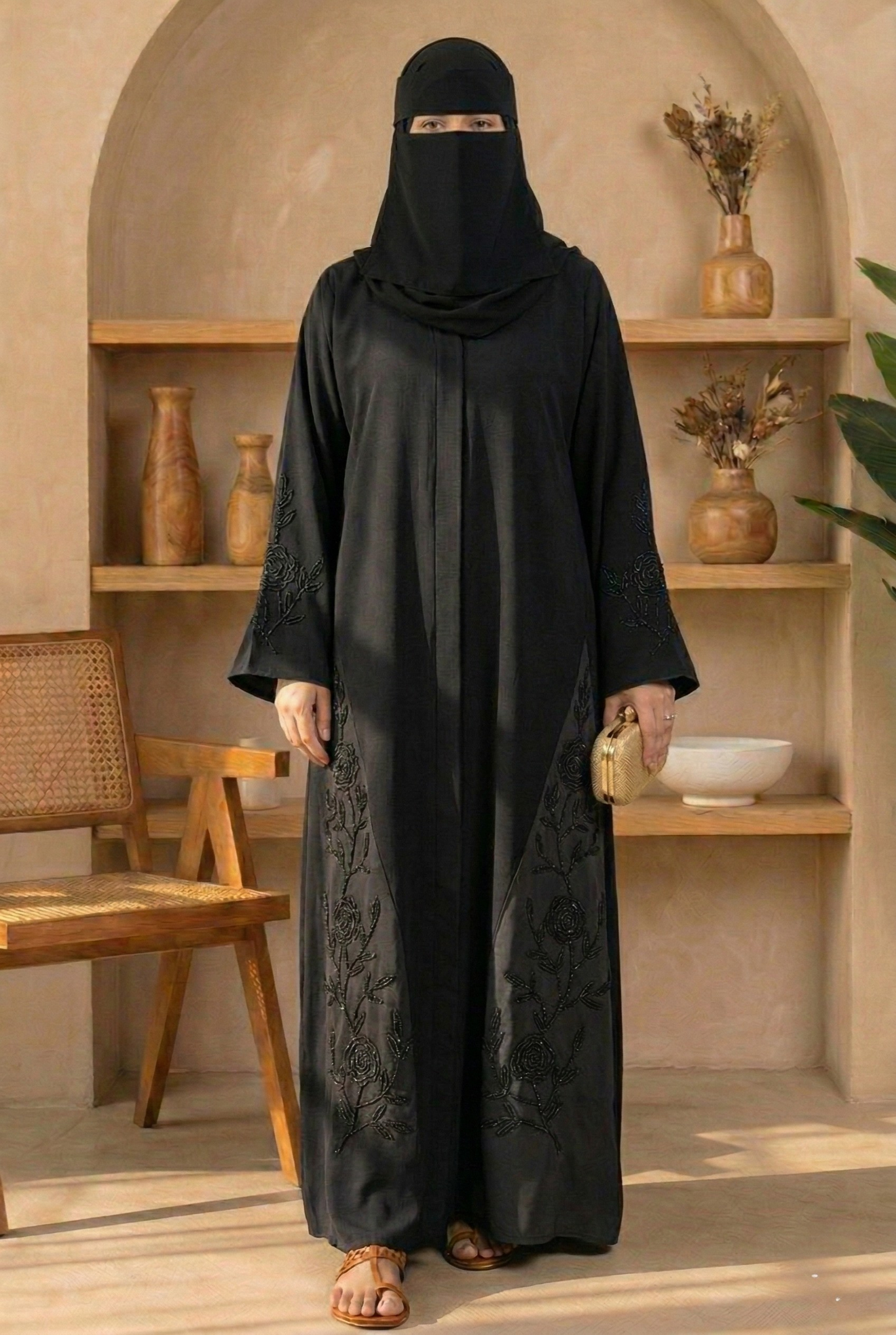 Romaisa || Mid-Night Black Abaya || Turkish Nida Fabric