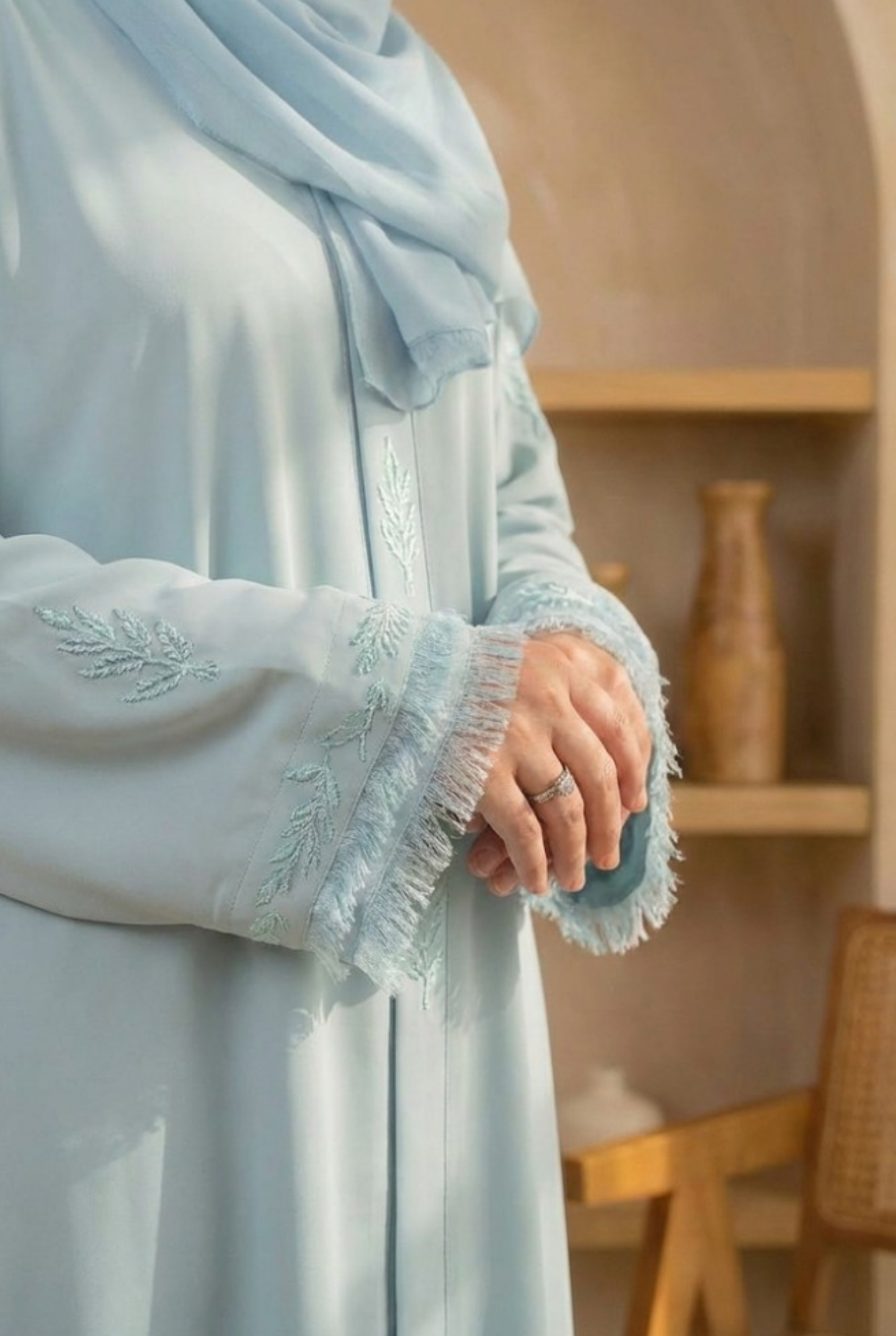 Samya || Ice Blue Abaya || Lustrous Nida Fabric