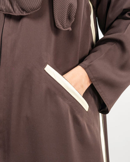 Bisma || Brown Hoodie Abaya || Double Georgette Fabric