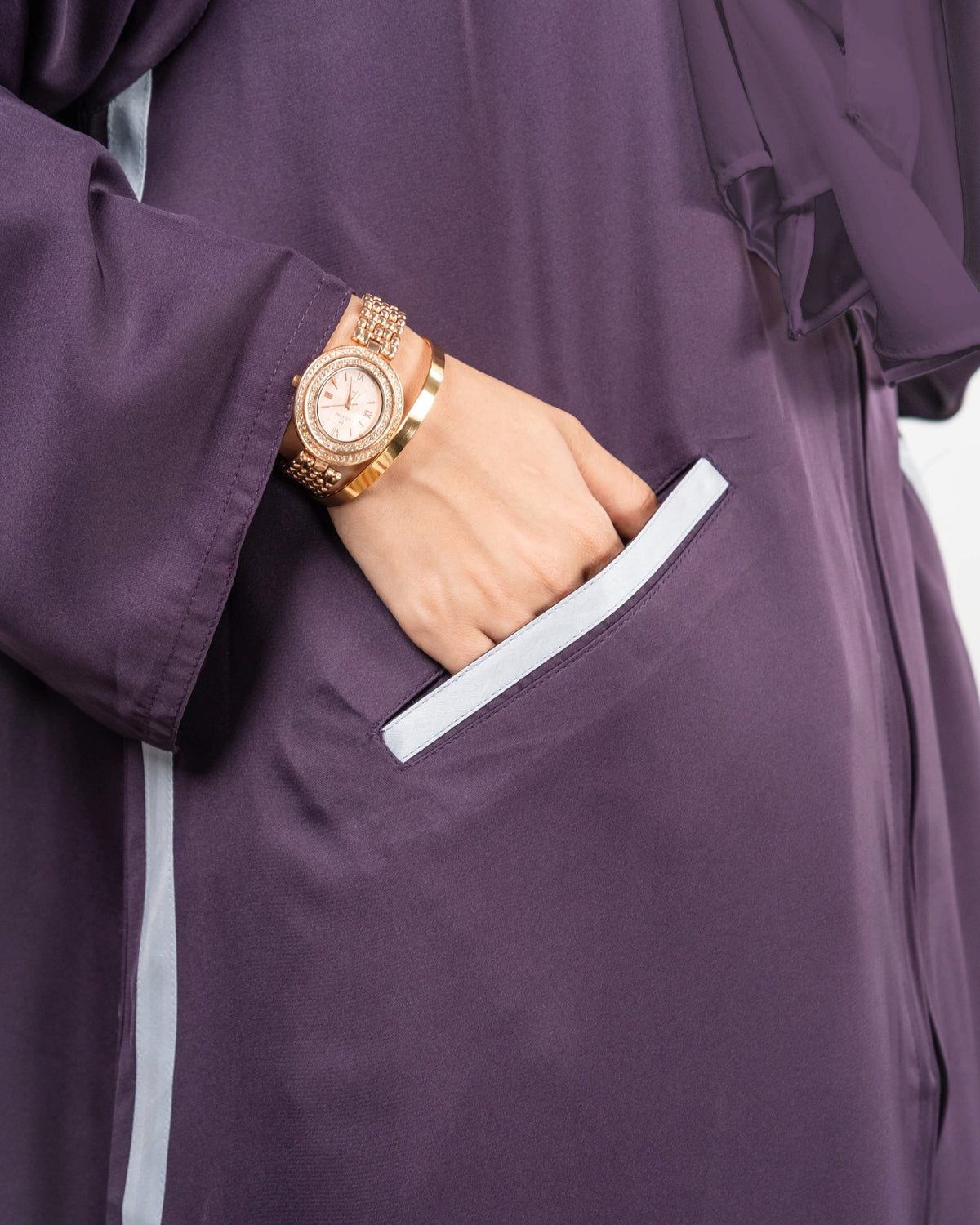 Zoha || Purple Hoodie Abaya || Double Georgette Fabric