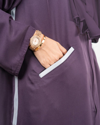 Zoha || Purple Hoodie Abaya || Double Georgette Fabric